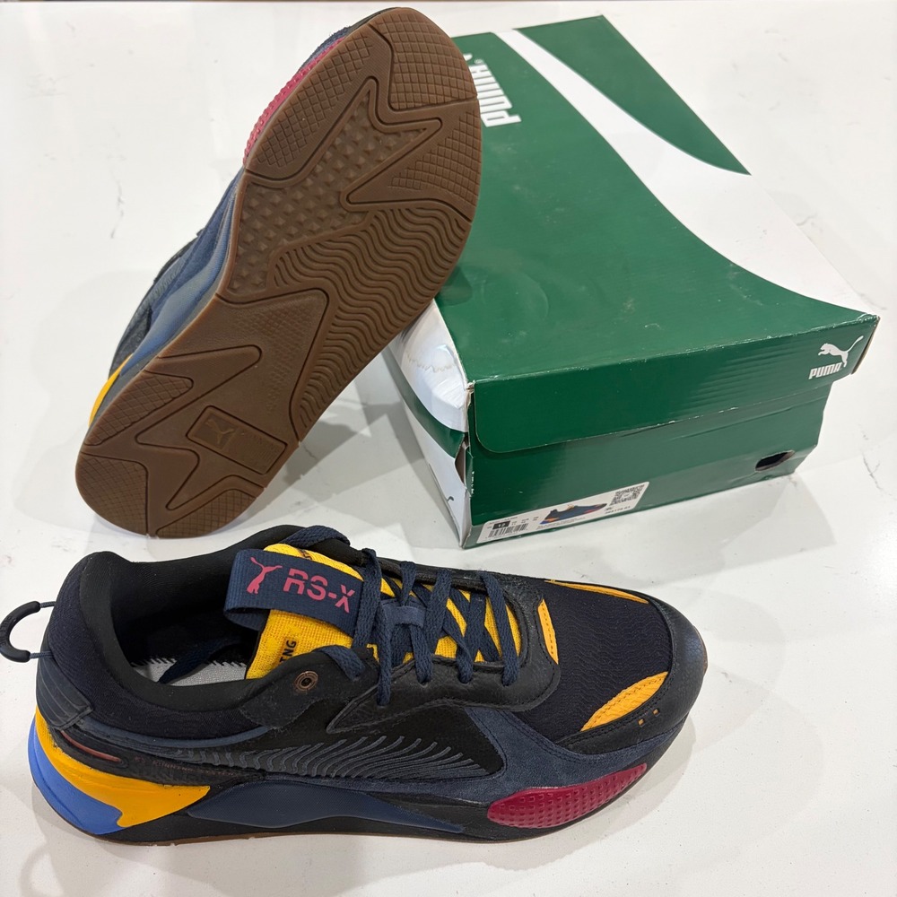 Puma RS-X Global Futurism Men Sneaker Black Spellbound Saffron 385178-01 Size 12
